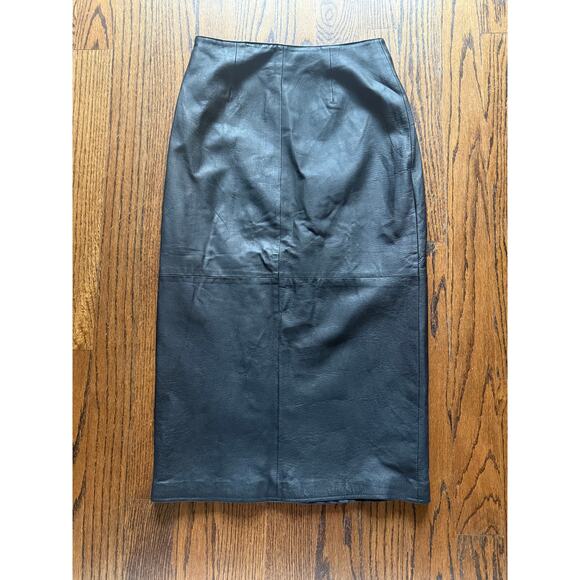 Vintage Long Black Leather Skirt Button StreetWear StreetStyle Punk Goth Metal - Picture 5 of 6